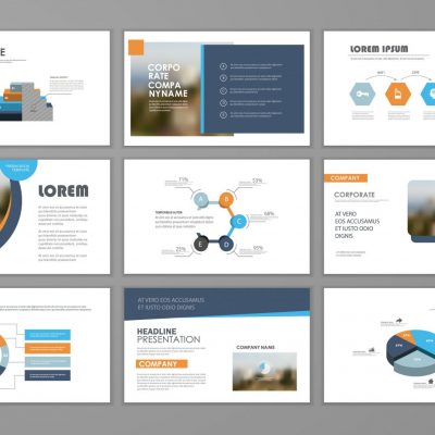 Moodboard mit Layout Design Folien für Powerpoint